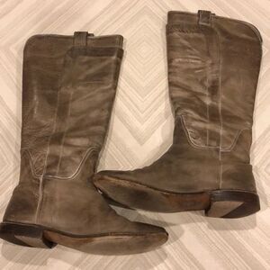 Frye Grey Distressed Paige Tall Pull-on Boots Size 8
